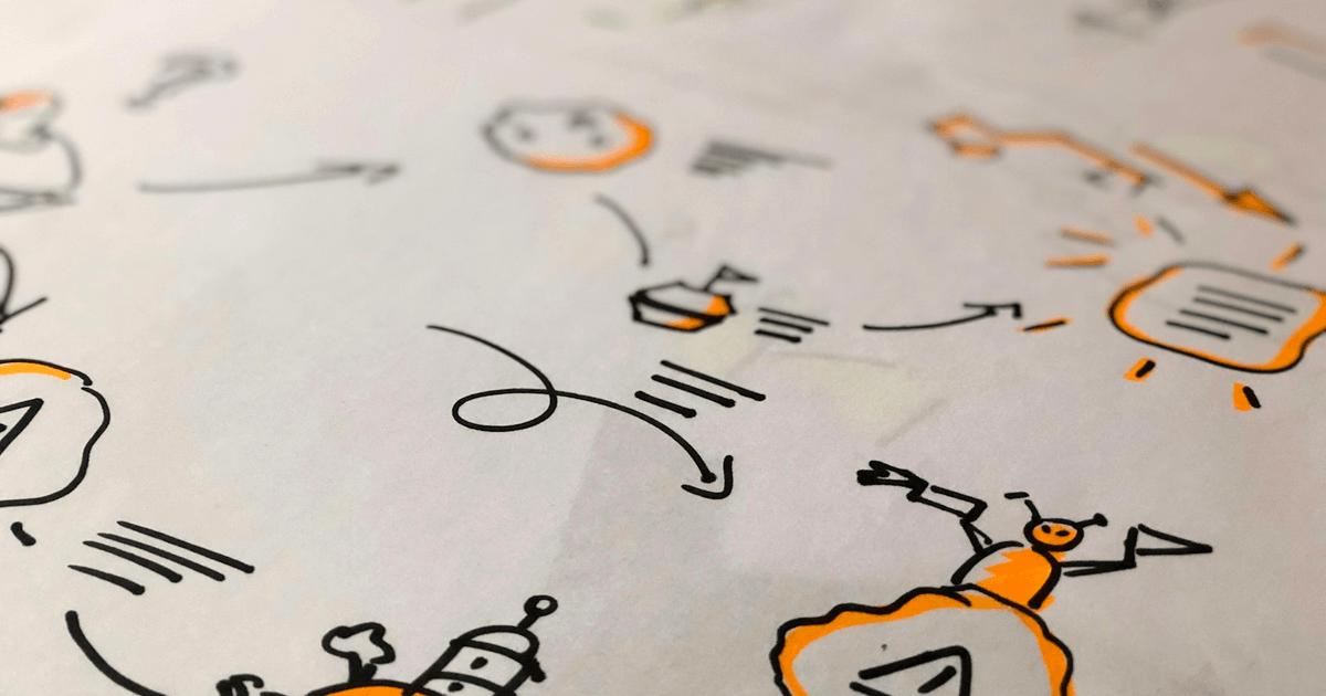 Business automation workflow diagram on a monitor