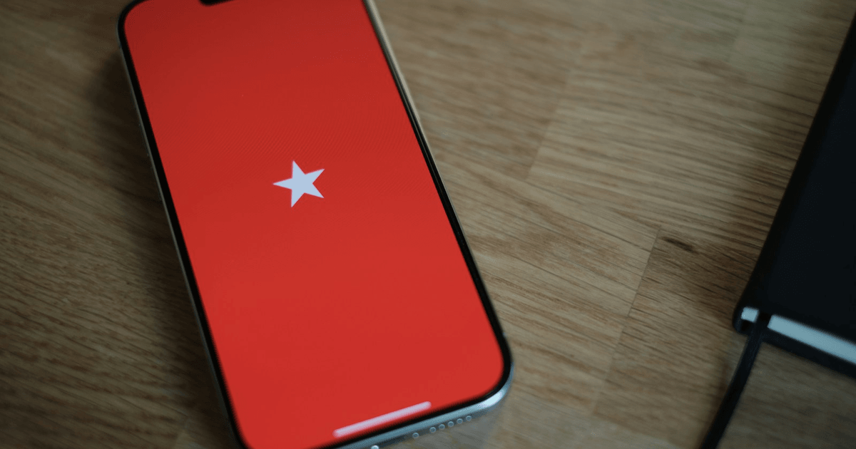 Five star review rating on a mobile phone screen