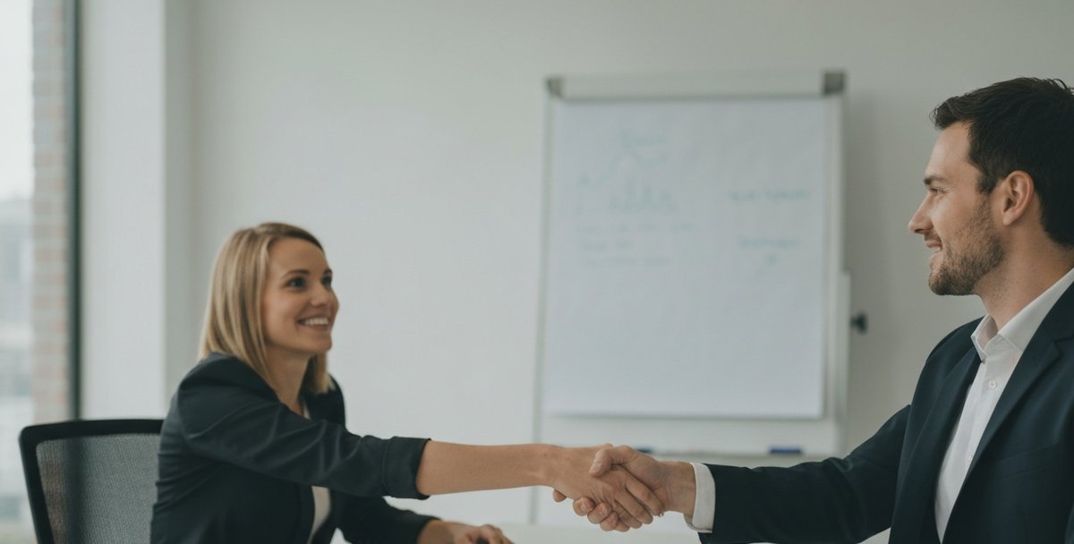 Close-up of a UK marketing agency handshake meeting to discuss Google Ads campaign management
