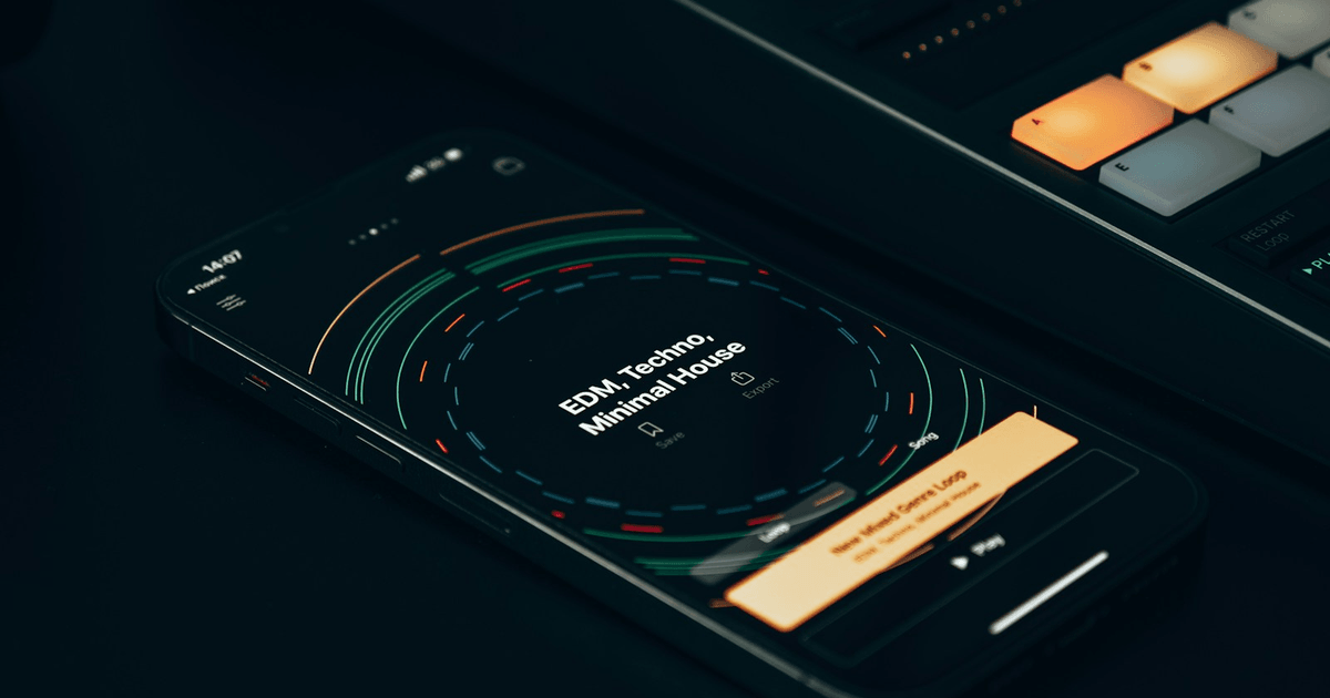 Dark mode interface design with accent colours on modern device