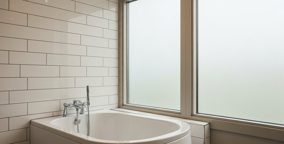 Before and after bathroom renovation photos displayed on a mobile phone screen, trade website portfolio presentation